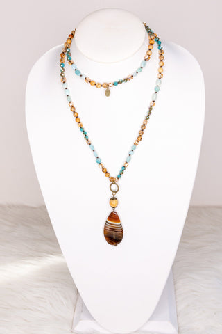 Debbie Necklace in Turquoise/Brown