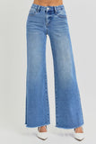 Raw Hem Wide Leg Jeans
