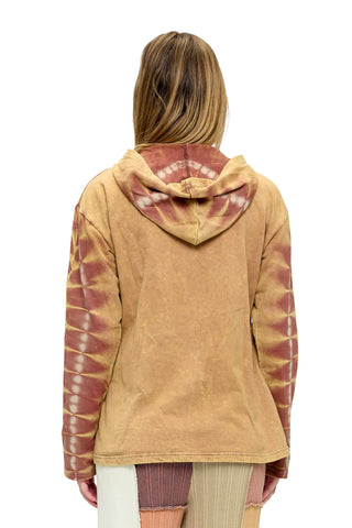 Vintage Peace Patch Zip-Up Jacket - Camel