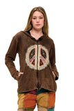 Vintage Peace Patch Zip-Up Jacket - Brown