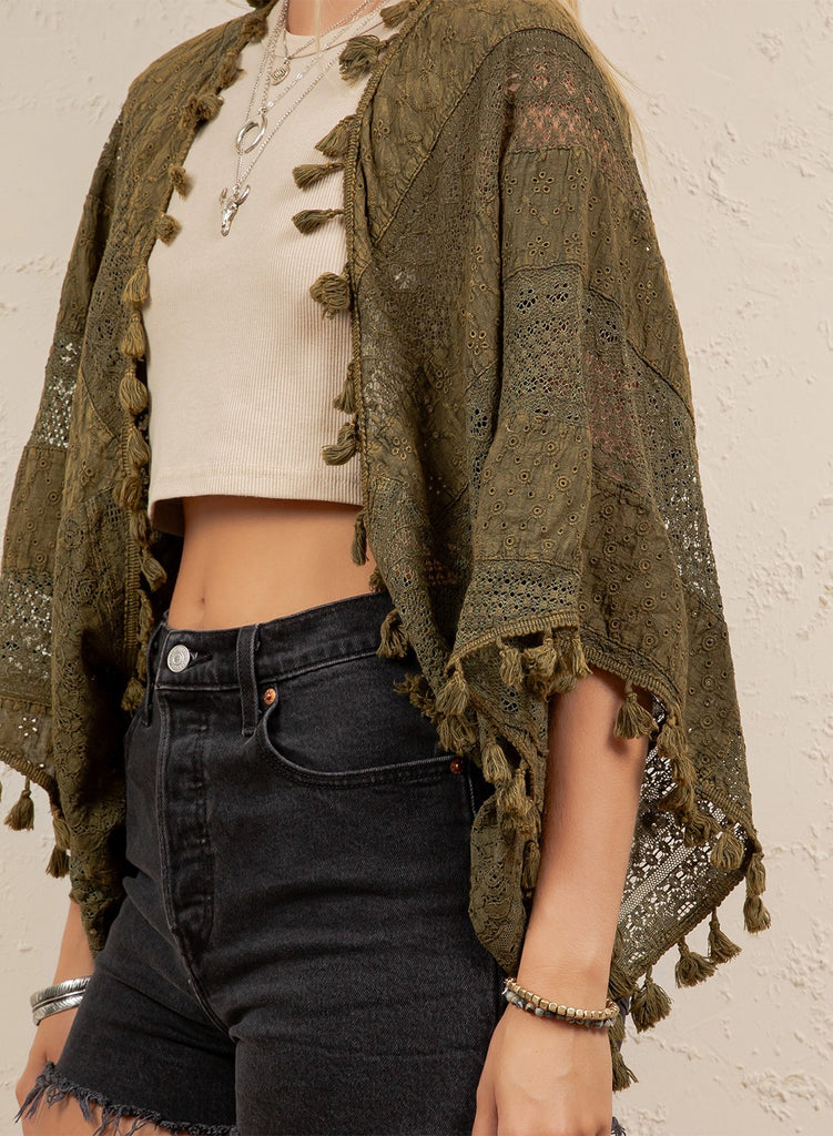 Wisteria Tassel Lace Kimono