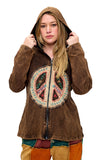 Vintage Peace Patch Zip-Up Jacket - Brown