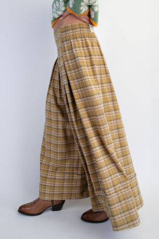Bracken Plaid Wide-Leg Pants