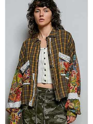 Found & Free Mixed Print Jacket
