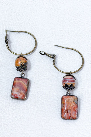 Sicily Hoop Earring in Crazy Agate