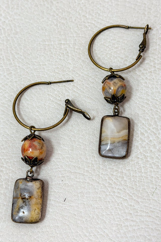 Sicily Hoop Earring in Crazy Agate