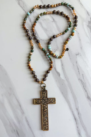 Genesis Cross Necklace - Turquoise