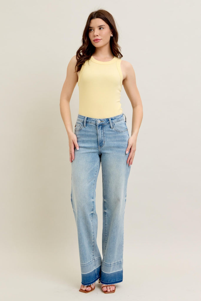 Judy Blue Mid Rise Wide Leg Light Wash Jeans