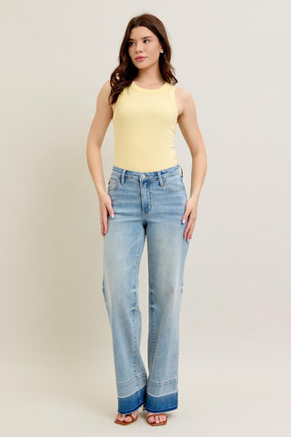 Judy Blue Mid Rise Wide Leg Light Wash Jeans