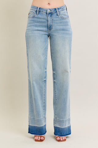 Judy Blue Mid Rise Wide Leg Light Wash Jeans