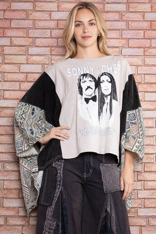 Sonny & Cher Poncho Top Neutrals