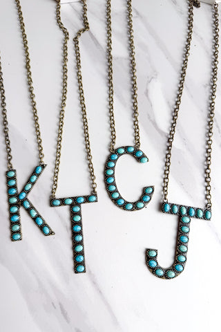 Blaze Initial Necklace in Bronze
