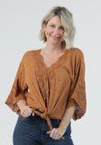 Veranda Eyelet Tie-Front Blouse