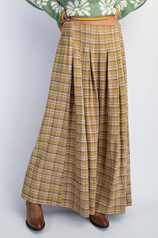 Bracken Plaid Wide-Leg Pants