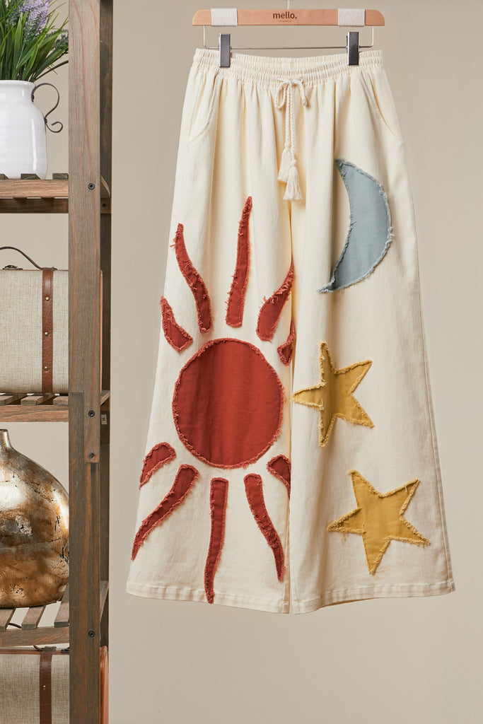 Solstice Appliqué Wide-Leg Pants