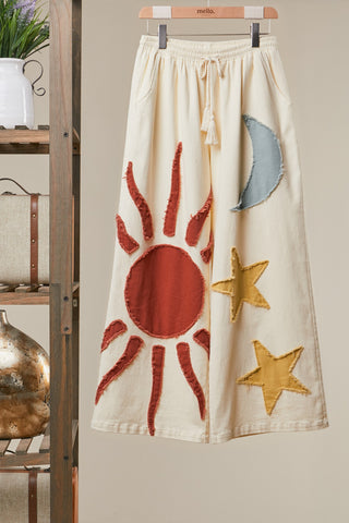 Solstice Appliqué Wide-Leg Pants