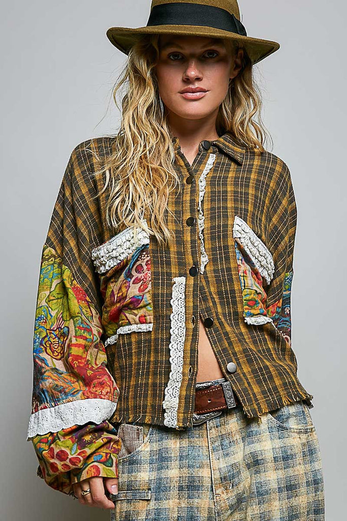 Found & Free Mixed Print Jacket