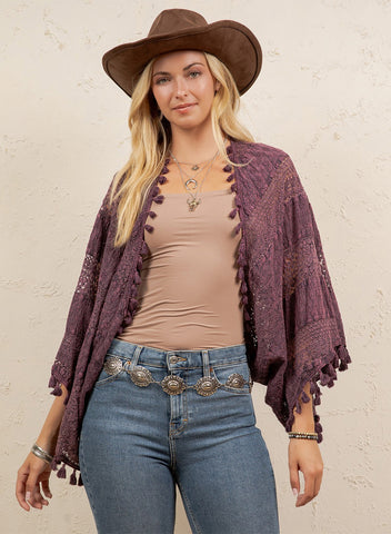 Wisteria Tassel Lace Kimono