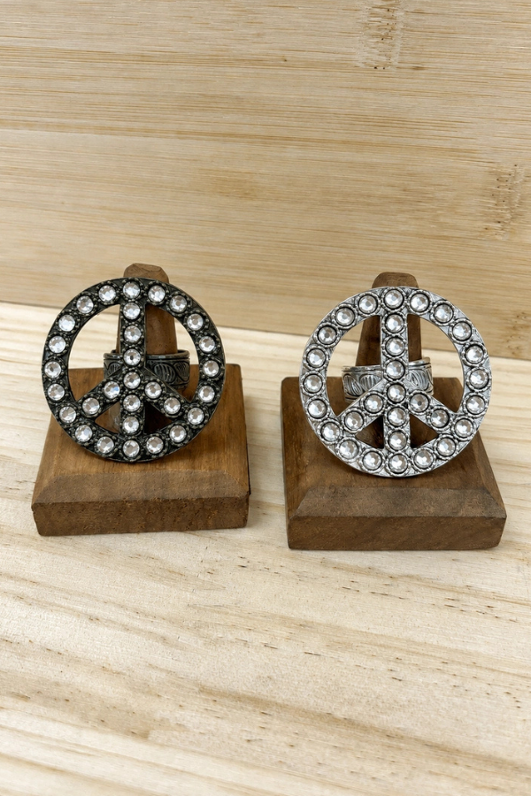 Peace Ring Rhinestone