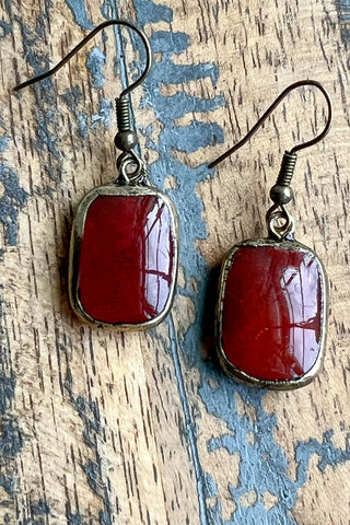 Sicily Earrings Red Agate