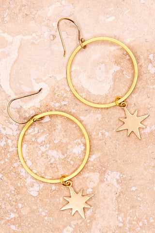 8 Point Star Hoop Earrings